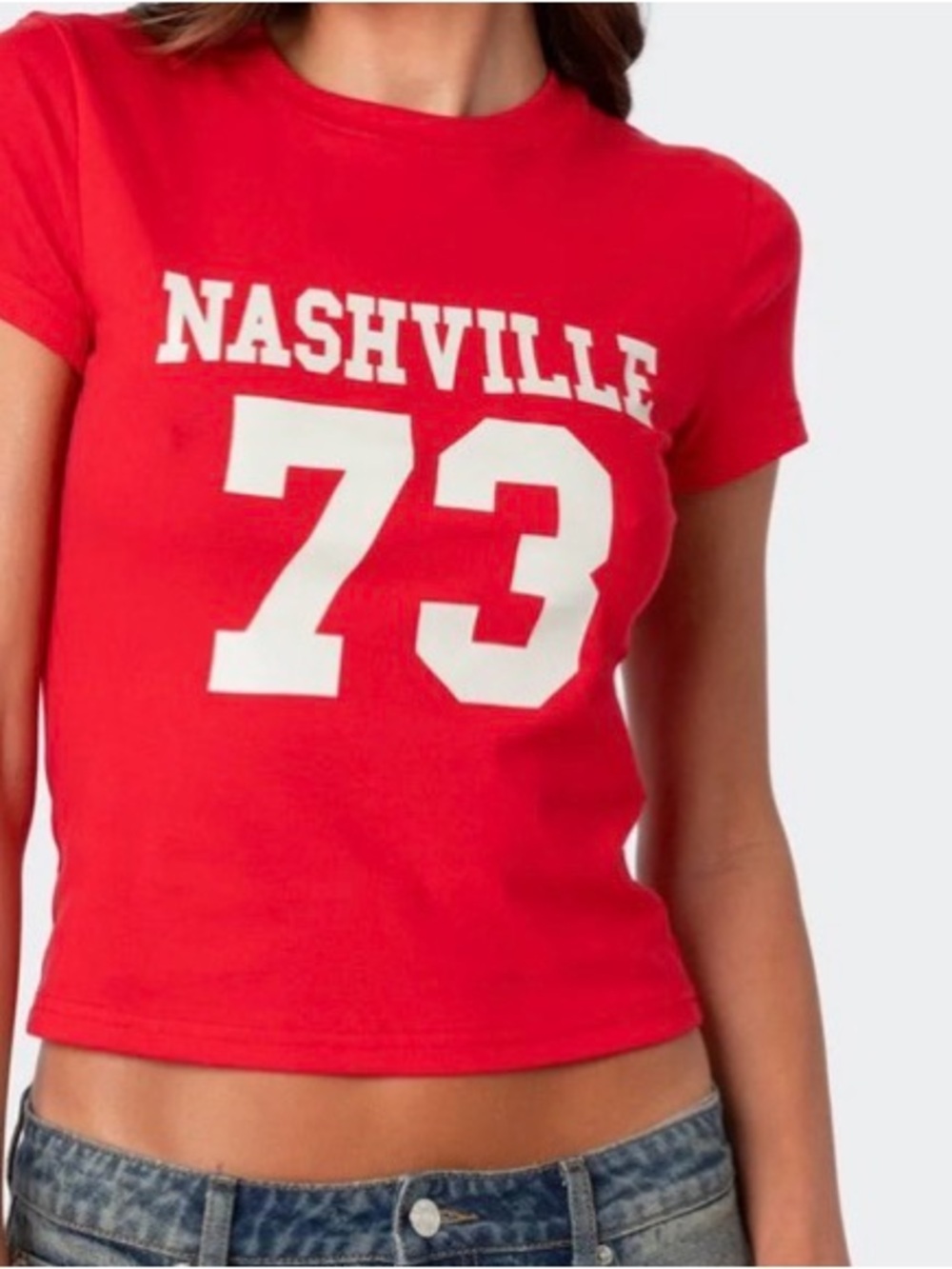Edikted Red Nashville '73 women’s Short Sleeve Tee